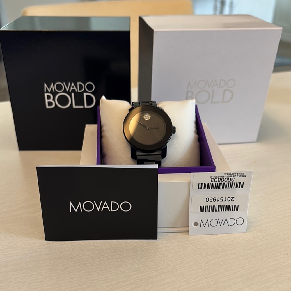 Movado Bold Black Ceramic Watch.